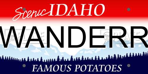 WANDERR Idaho License Plate