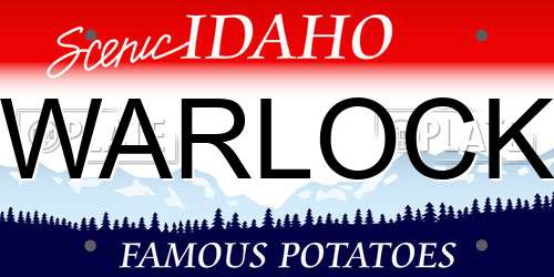 WARLOCK Idaho License Plate