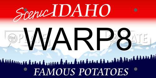 WARP8 Idaho License Plate