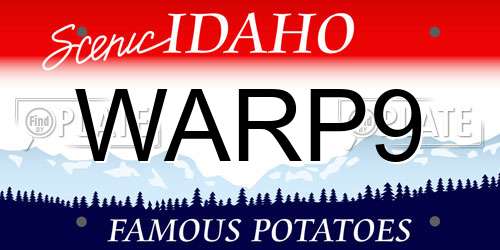 WARP9 Idaho License Plate