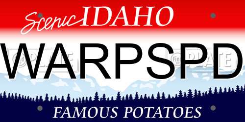 WARPSPD Idaho License Plate