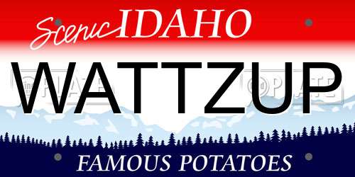 WATTZUP Idaho License Plate