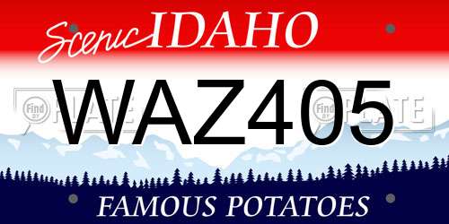 WAZ405 Idaho License Plate