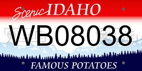 WB08038 Idaho License Plate