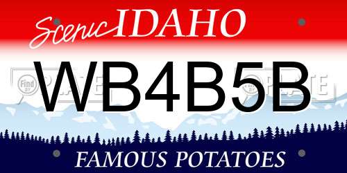 WB4B5B Idaho License Plate