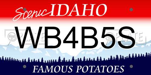 WB4B5S Idaho License Plate