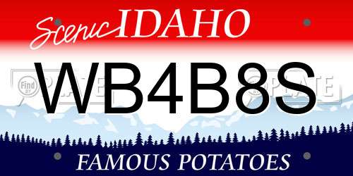 WB4B8S Idaho License Plate