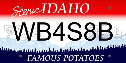 WB4S8B Idaho License Plate