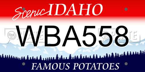 WBA558 Idaho License Plate