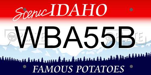 WBA55B Idaho License Plate