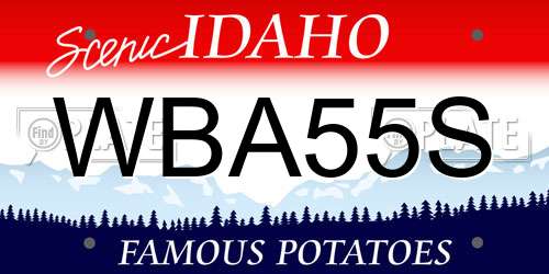 WBA55S Idaho License Plate