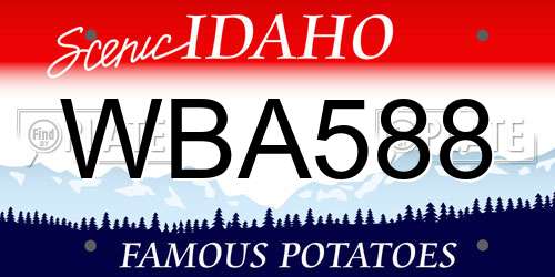 WBA588 Idaho License Plate