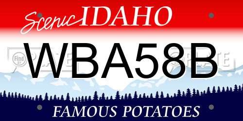 WBA58B Idaho License Plate