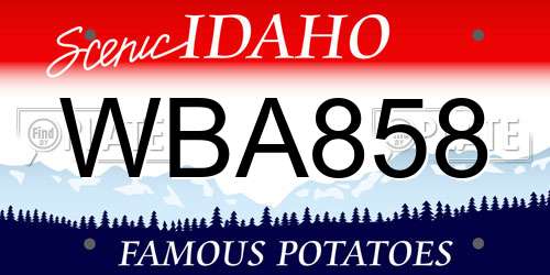 WBA858 Idaho License Plate