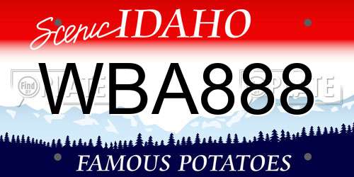 WBA888 Idaho License Plate