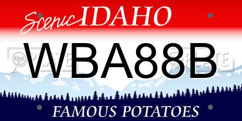 WBA88B Idaho License Plate