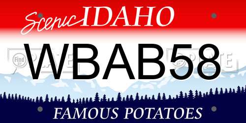 WBAB58 Idaho License Plate
