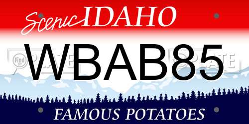 WBAB85 Idaho License Plate