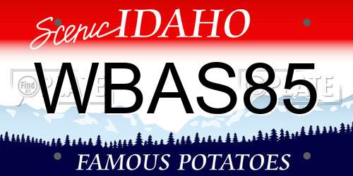 WBAS85 Idaho License Plate