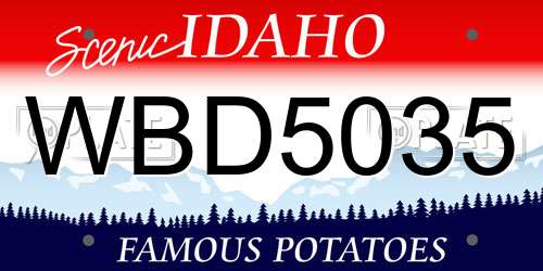 WBD5035 Idaho License Plate