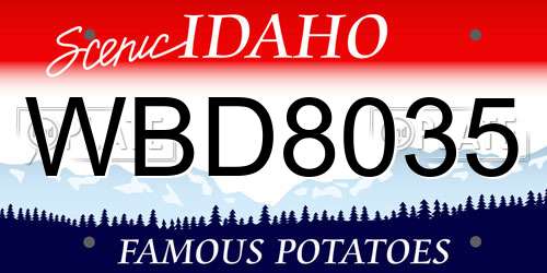WBD8035 Idaho License Plate