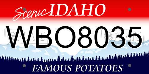 WBO8035 Idaho License Plate
