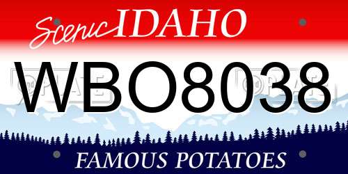 WBO8038 Idaho License Plate