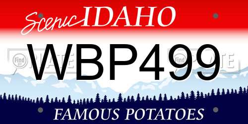 WBP499 Idaho License Plate