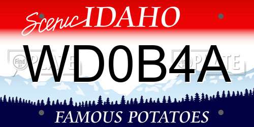 WD0B4A Idaho License Plate