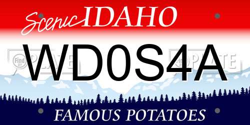 WD0S4A Idaho License Plate