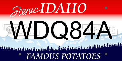 WDQ84A Idaho License Plate