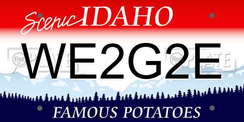 WE2G2E Idaho License Plate