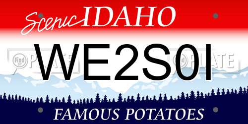 WE2S0I Idaho License Plate