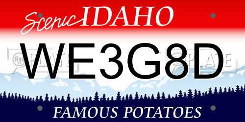 WE3G8D Idaho License Plate