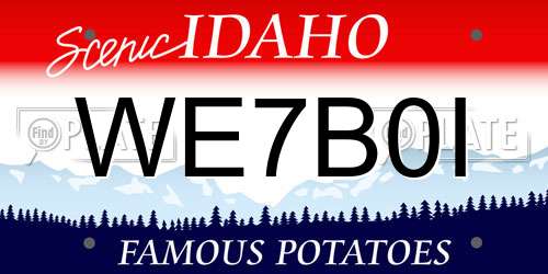 WE7B0I Idaho License Plate