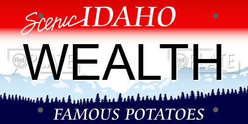 WEALTH Idaho License Plate