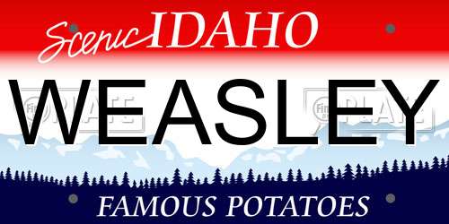 WEASLEY Idaho License Plate