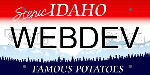 WEBDEV Idaho License Plate