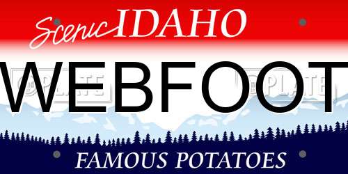 WEBFOOT Idaho License Plate