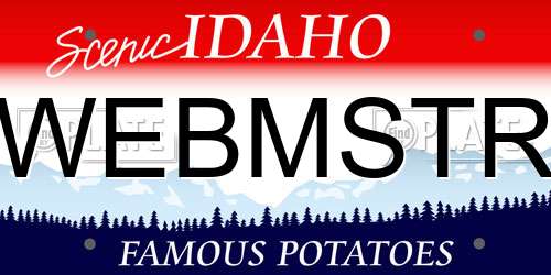 WEBMSTR Idaho License Plate