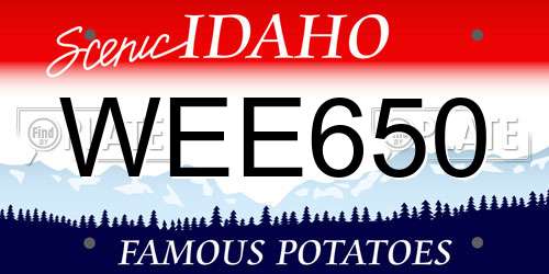WEE650 Idaho License Plate