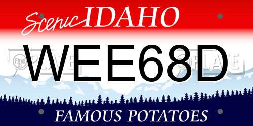 WEE68D Idaho License Plate