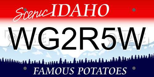 WG2R5W Idaho License Plate
