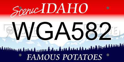 WGA582 Idaho License Plate