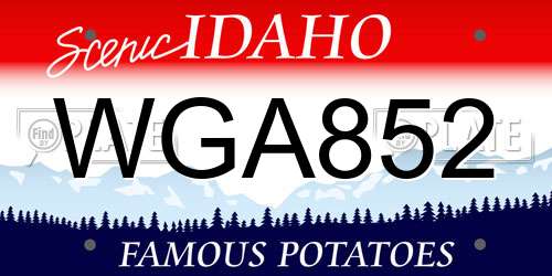 WGA852 Idaho License Plate