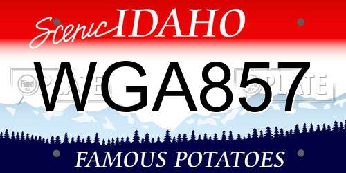 WGA857 Idaho License Plate