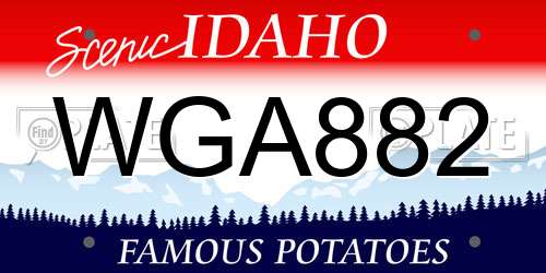 WGA882 Idaho License Plate