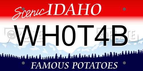 WH0T4B Idaho License Plate