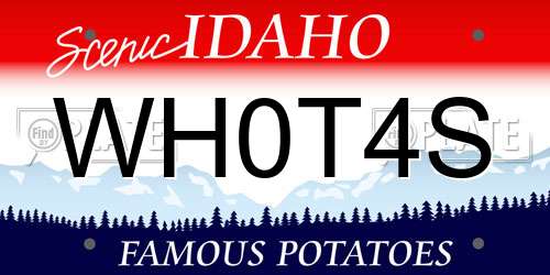 WH0T4S Idaho License Plate
