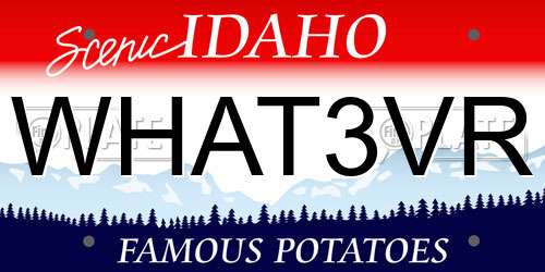 WHAT3VR Idaho License Plate